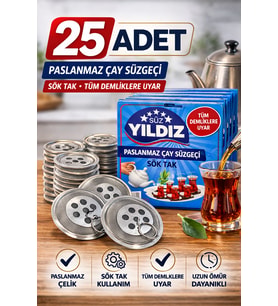 25 Adet Paslanmaz Çelik Çaydanlık Demlik Süzgeci Sök Tak Çay Süzgeci Tüm Demliklere Uyumlu Çaydanlı