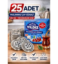 25 Adet Paslanmaz Çelik Çaydanlık Demlik Süzgeci Sök Tak Çay Süzgeci Tüm Demliklere Uyumlu Çaydanlı