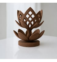 3D Baskı Lotus Çiçeği Mumluk - Dekoratif Tealight Mumluk-Kahverengi