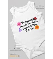 Yengeme güzel bir yazılı Sıfır Kollu Bebek Zıbını %100 Pamuk