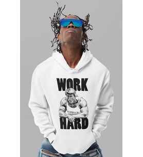 Tasarım Arnold Work Hard Bodybuilding Fitness Gym Baskılı Unisex Oversize Hoodie