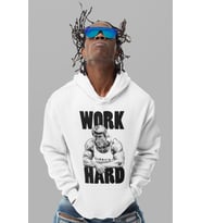 Tasarım Arnold Work Hard Bodybuilding Fitness Gym Baskılı Unisex Oversize Hoodie