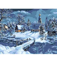 Karlar İçindeki Kasaba Sayılarla Boyama Seti 40x 50 cm (Tuvale Gerili)