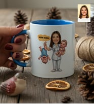 Kişiye Özel Karikatürlü Ebe Kupa Bardak Tıp Bayramı Hediyesi
