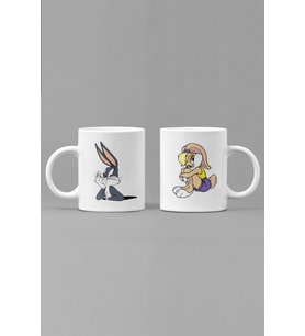 Bugs Bunny Sevgili/Çift/Arkadaş 2'li Kupa Bardak Seti (Beyaz)