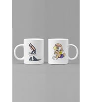 Bugs Bunny Sevgili/Çift/Arkadaş 2'li Kupa Bardak Seti (Beyaz)