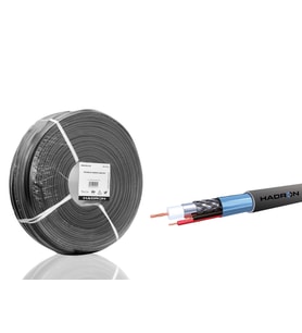 Cctv Kablo Mini Coax Eco Cca Pe 2X0.50 Mm Dış Mekan 250 M - Siyah HDX5582-250