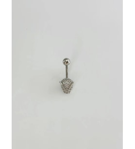 Rodyum Zirkon Taşlı Çelik Göbek Bar Uzunluğu : 13 Mm / Bar Kalınlığı 1.41 Mm / - Pg0136