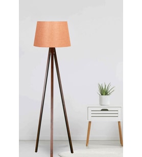 Modern Köşe Lambader Şık Kumaş Konik Turuncu Kahve LY576