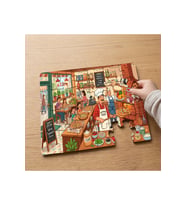 Pizza Dükkanı - Mutlu Müşteriler Tasarımlı 24 Parça Ahşap Çocuk Puzzle