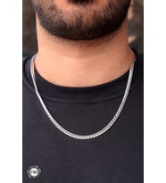 925 Ayar Gümüş Sıkı Ezme Gurmet Zincir Erkek Kolye 5 mm 55 cm