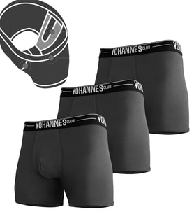 Yohannes Club, Erkek Özel Bölmeli Pamuklu Boxer, Renk Seçenekli, 3'lü Paket, 3 adet Antrasit (Antares)
