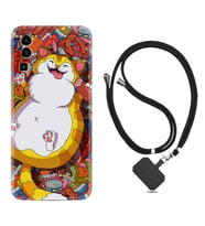 General Mobile Gm 23 Kılıf Silikon Boyun Askılı İpli Desenli Silikon Tombul Kedi 1739