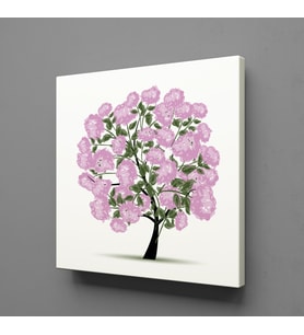 PEMBE YAPRAKLI AĞAÇ KANVAS TABLO 150x150cm