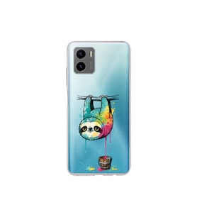 Vivo Y15S ile Uyumlu Splash Tembel Hayvan Tasarımlı Şeffaf Silikon Kılıf