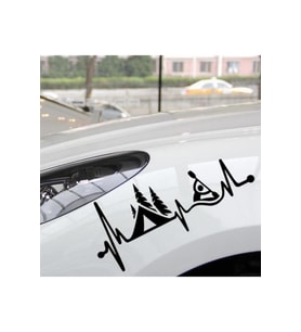 Kamp Çadırı Kayık Kalp Atışı Tasarım Oto Sticker Siyah 25*7 Cm