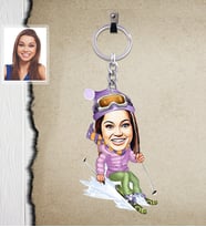 Kişiye Özel Sporcu Karikatürlü  Ahşap Anahtarlık Bayan-5-Eco