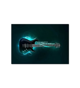 Ahşap Tablo Elektro Gitar Işıklı Görsel (35x50 Cm Boyut)