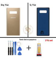 Samsung Note 8 Gold Arka Pil Kapağı Batarya Kapağı Lazer Kesim + Yapıştırıcı ve Vida Seti