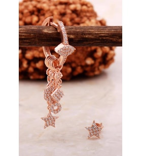 Yıldız Rose Gümüş Kombin Şans Küpe 5461