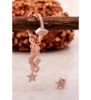 Yıldız Rose Gümüş Kombin Şans Küpe 5461