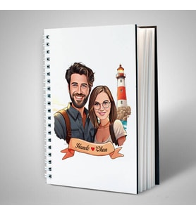 Sevgiliye Hediye Kişiye Özel Deniz Feneri ve Aşkımız Karikatürlü Defter
