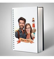 Sevgiliye Hediye Kişiye Özel Deniz Feneri ve Aşkımız Karikatürlü Defter
