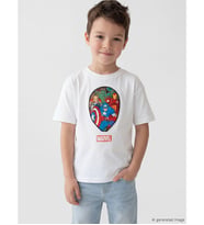 LCW Kids Beyaz Marvel Hologram Baskılı Erkek Çocuk Tişört