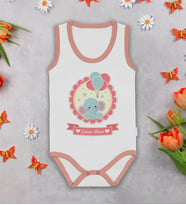 BK Kids Kişiye Özel İsimli Pembe Biyeli Askılı Sıfır Kol Bebek Body Zıbın-3, Yeni Doğan Bebek Hediyesi