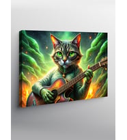 Kanvas Tablo Gitar Çalan Uzaylı Kedi