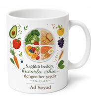 Dengeli Beslenme Temalı Baskılı Kupa Bardak Diyetisyen Hediye Porselen Mug