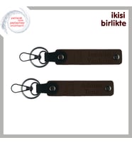 Şarkılarla Büyüyen Aşklara, Nota Temalı Kişiselleştirilebilir Deri Anahtarlık Seti, K Kahve-K Kahve