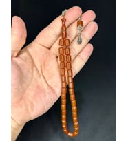 ÇUBUK KEHRİBAR TESBİH KAHVERENGİ RENK KAPSÜL KESİM 11MM X 7 MM T-542 (Çok Renkli)