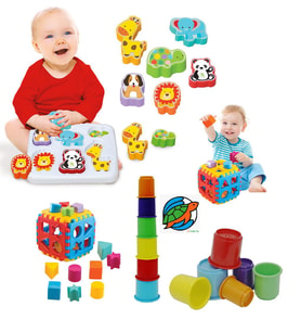Sevimli Hayvanlar Bultak + Silindir Bardak Kule + Bul Tak Puzzle Eğitici Zeka Geliştirici Set (Karışık)