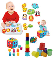 Sevimli Hayvanlar Bultak + Silindir Bardak Kule + Bul Tak Puzzle Eğitici Zeka Geliştirici Set (Karışık)