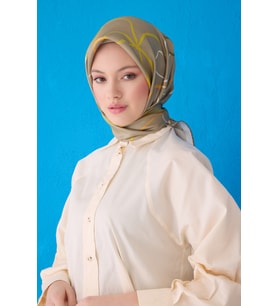Saf İpek Eşarp 4113D (Twill İpek) (Yeşil)