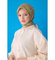 Saf İpek Eşarp 4113D (Twill İpek) (Yeşil)