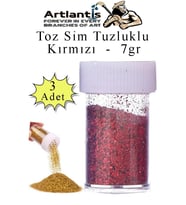 Kırmızı Toz Sim Tuzluklu 7 gr 3 Adet Renkli Toz Sim Epoksi Reçine Okul Etkinlik Dekarasyon Slime