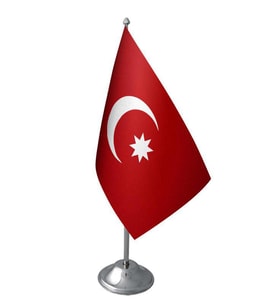Masa Üstü Osmanlı Devleti Bayrağı Krom Direk Masa Bayrak Seti