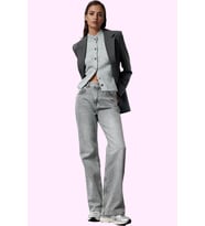 Kadın Pamuk Denim Pantolon Yüksek Bel Wide Leg Günlük ve Şık Kombinler Yaz Aylarının Vazgeçilmezi (Gri)