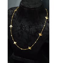 925 Ayar Gümüş Gold Kaplama Firuze Mineli Göz Top Zincirli Kesim Kırlangıç Kolye