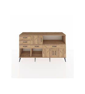 Kronos Konsol 2 Raflı 5 Çekmeceli 3 Kapaklı 176x59x99 Çam-Çam