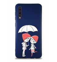 Samsung Galaxy A30S Soft Premier Kapak Aşk Tasarımlı Silikon Kılıf - Lacivert (Şeffaf)