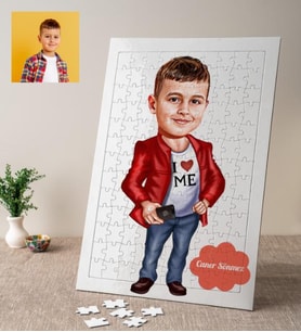 Karikatürlü Karizmatik Erkek Çocuk Kişiye Özel Puzzle