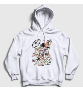 Presmono Unisex Beyaz Niupi Futbol Anime Kaptan Captain Tsubasa Kapüşonlu Sweatshirt 325547tt