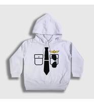 Presmono Unisex Çocuk Beyaz Kaptan Pilot Airplane Uçak Kapüşonlu Sweatshirt 405160tt