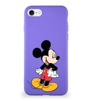 Apple iPhone SE 2020 Soft Premier Kapak Mickey Mouse-D Tasarımlı Silikon Kılıf - Mor (Şeffaf)
