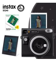 Instax SQ40 Siyah Fotoğraf Makinesi 20li Kare Film ve Pleksi Çerçeve