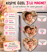 3 Kalpli Kardeş Anı Magneti Kişiselleştirilebilir Fotoğraflı Kardeşlik Hatırası Hediyesi