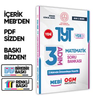2026 TYT MEBİ-OGM 3 ADIM Matematik Soru Bankası RENKLİ A4 Boyut Video Çözüm BASKI ÜCRETİ